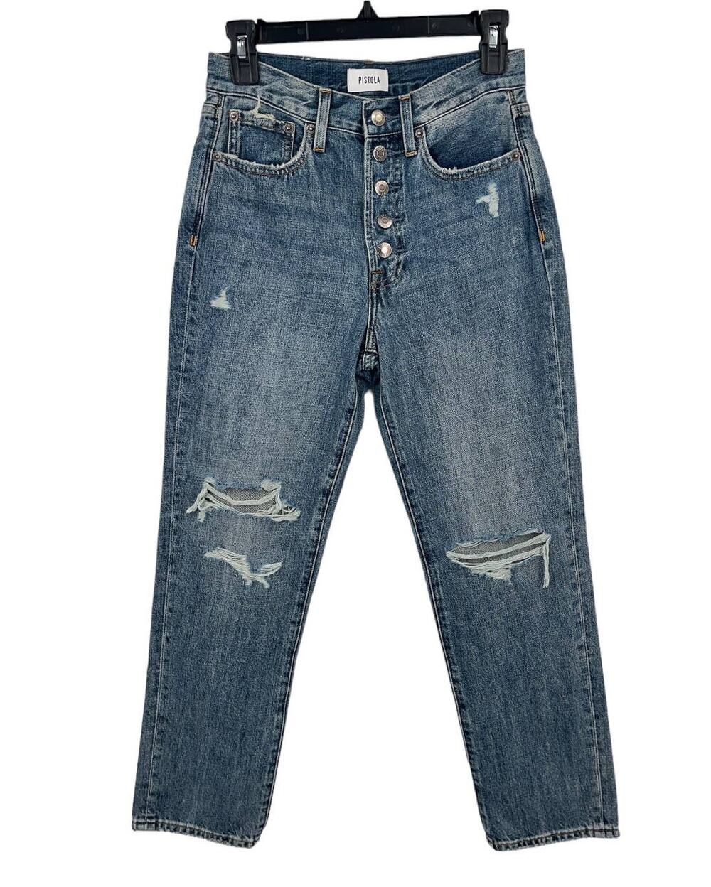 Pistola Jeans Charlie exposed button fly distressed straight size 25 NWOT